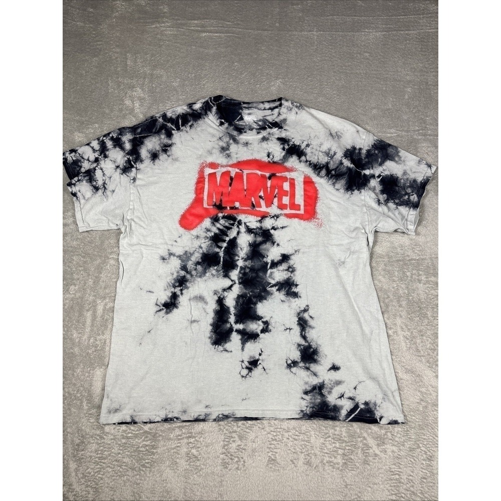 Marvel Shirt Men's Gray Tie Dye Graphic Tee Comic Retro Short Sleeve-  Size L -